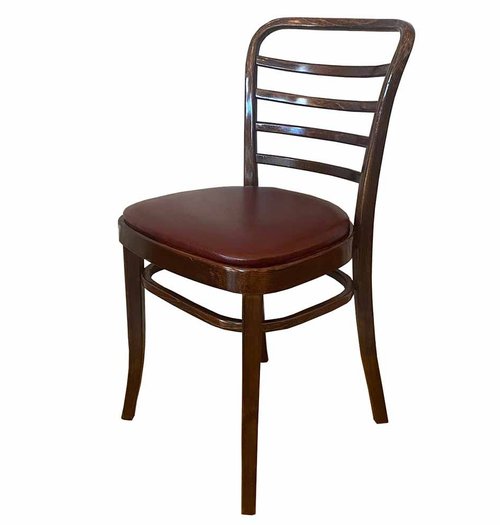 Secondhand 41x Darkwood Ladder Back Chair Burgundy Pad For Sale Secondhand 41x Darkwood Ladder Back Chair Burgundy Pad For Sale