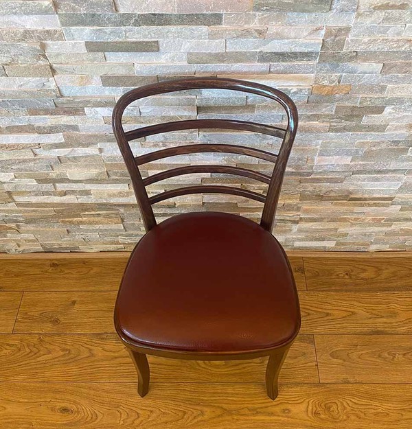 41x Darkwood Ladder Back Chair Burgundy Pad For Sale