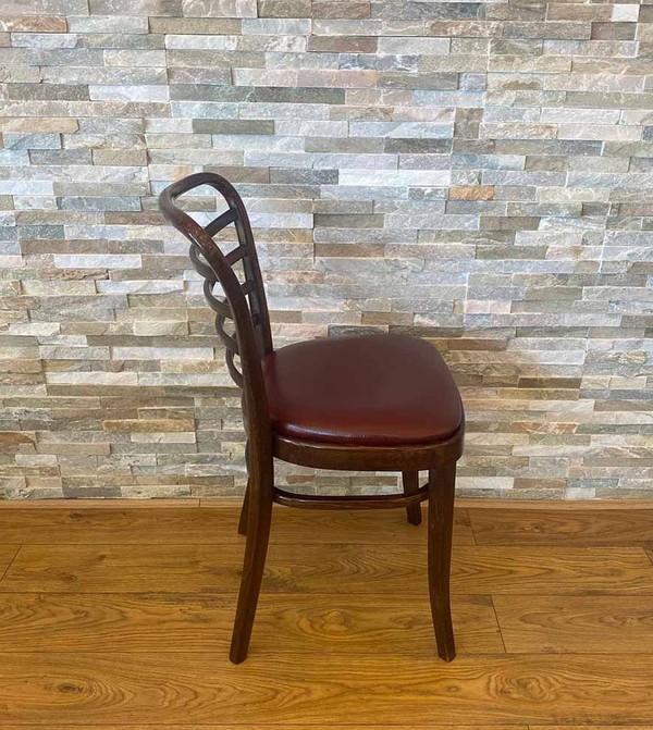 Secondhand 41x Darkwood Ladder Back Chair Burgundy Pad