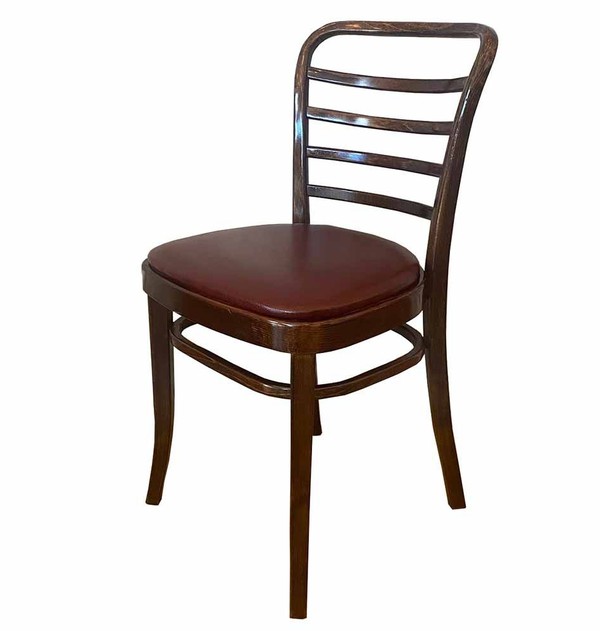 Secondhand 41x Darkwood Ladder Back Chair Burgundy Pad For Sale