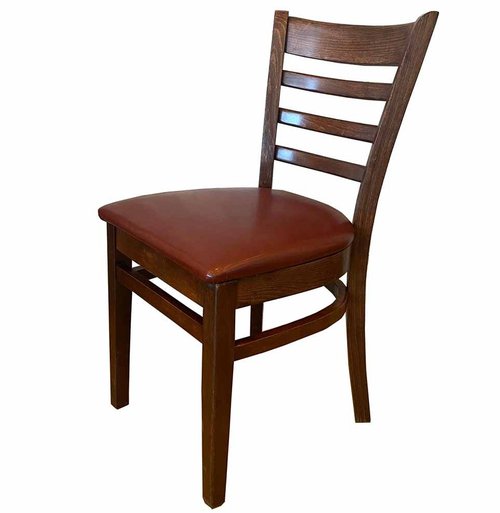 Secondhand 35x Walnut Ladder Back With Wine Seat Pad For Sale Secondhand 35x Walnut Ladder Back With Wine Seat Pad For Sale