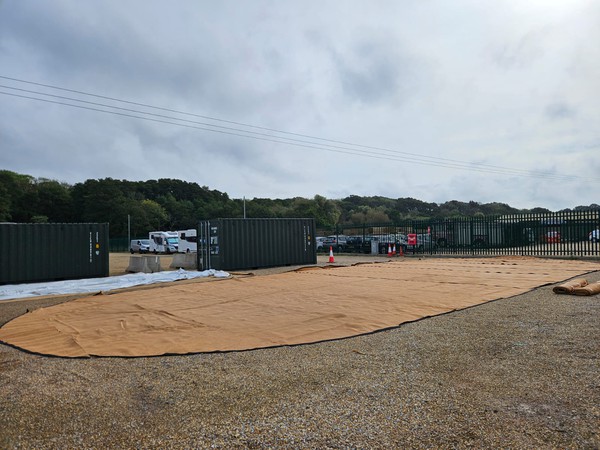 Dandy Dura matting for a marquee with round ends