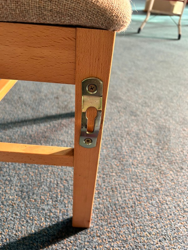 Church chairs with linking clips