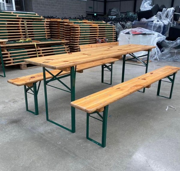 Secondhand 47x German Beer Table, Bench Sets For Sale