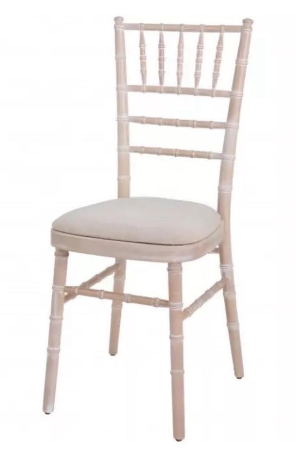 Limewash Chiavari Chairs with Ivory Pad