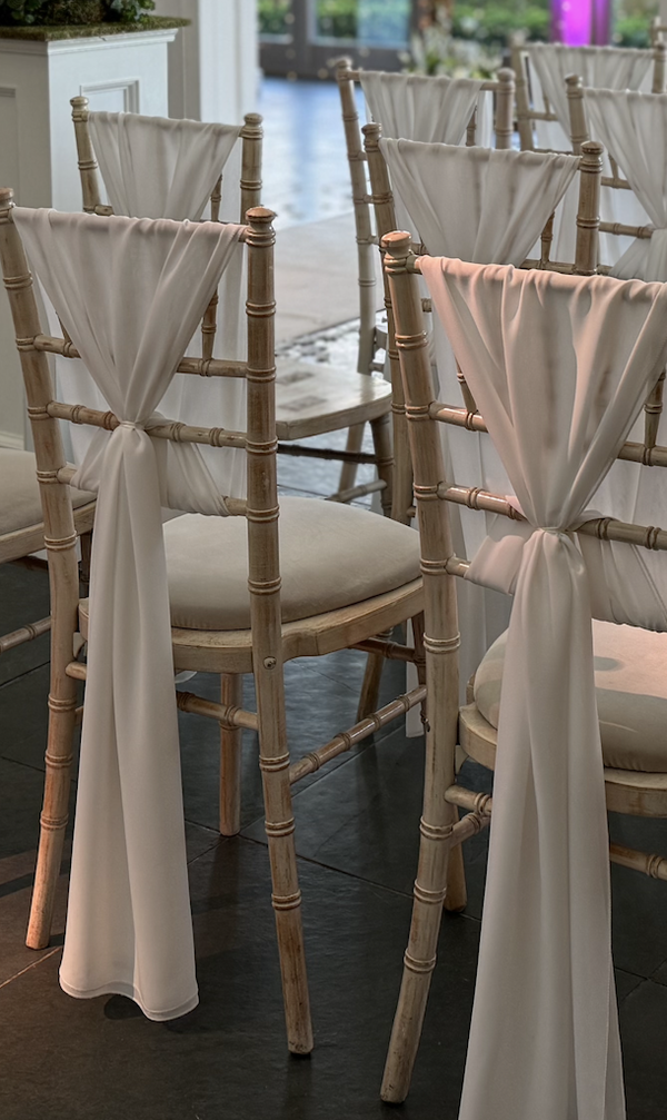 Limewash Chiavari Chairs with Ivory Pads for sale