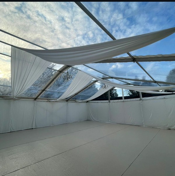 6m wide framed marquee with Clear View Roof