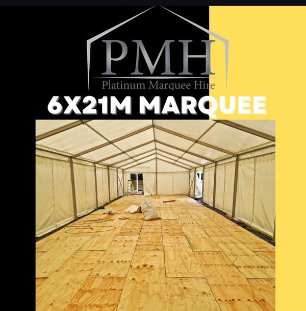 6m x 21m marquee with wood floor