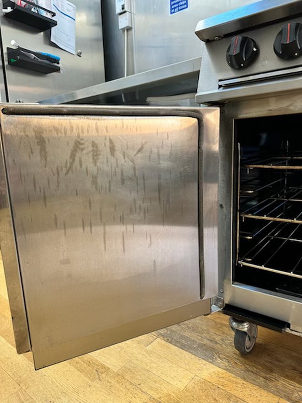 Stainless steel oven door