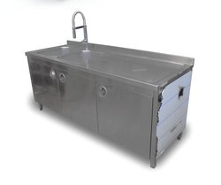 Secondhand 1.95m Stainless Steel Double Dishwasher Sink Unit For Sale