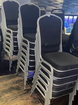 Secondhand 55x Black Banquet Chairs With Metal Legs For Sale