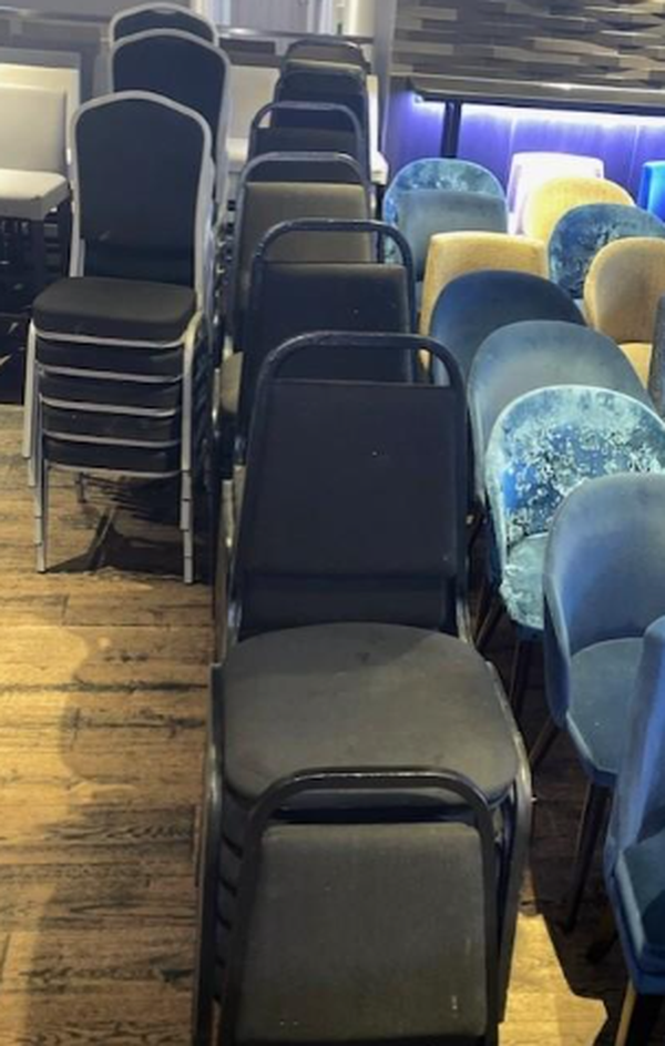 Secondhand 55x Black Banquet Chairs With Metal Legs