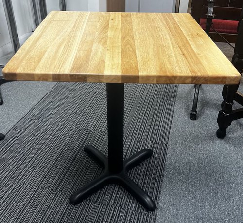 Like New Tables, 600sq Light Oak Stained tops, black base Like New Tables, 600sq Light Oak Stained tops, black base