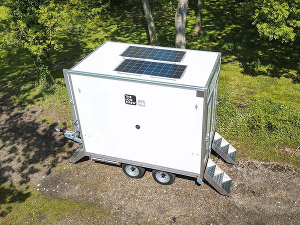 Solar panel toilet trailer