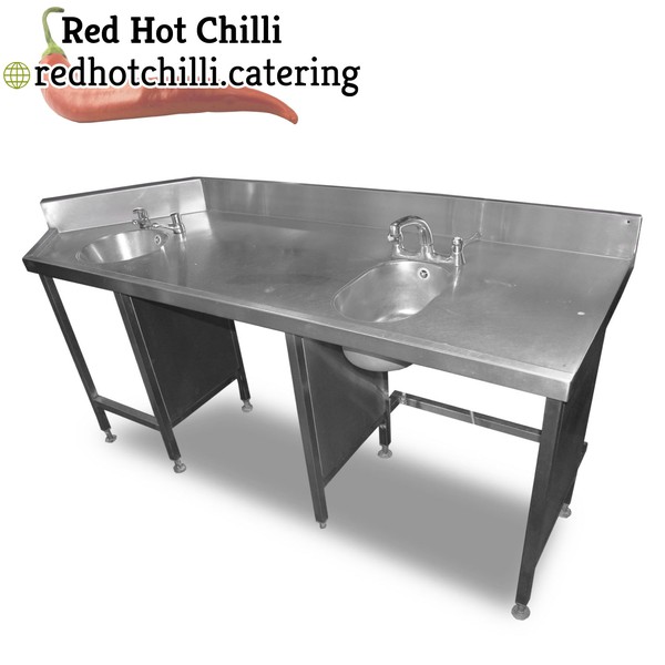 Stainless steel table with two sinks