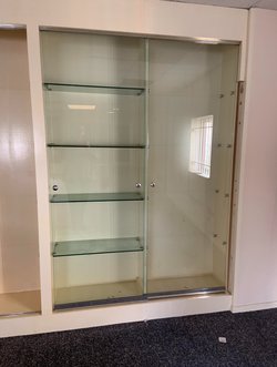 Secondhand Used 4 Door Glass Cabinet With Shelves For Sale