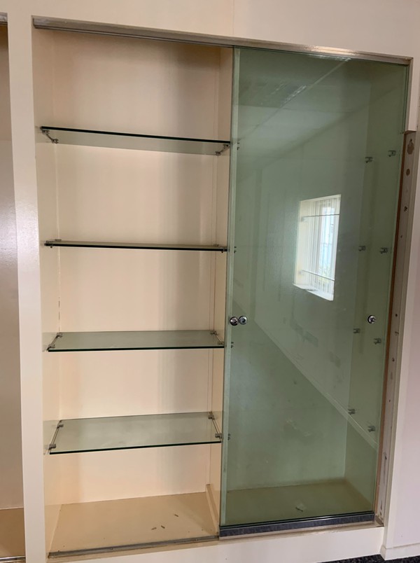 Used 4 Door Glass Cabinet With Shelves For Sale