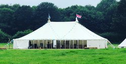 Secondhand Traditional 60' x 40' Canvas Pole Marquee For Sale