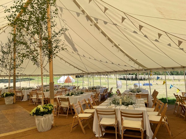 Used Traditional 60' x 40' Canvas Pole Marquee For Sale