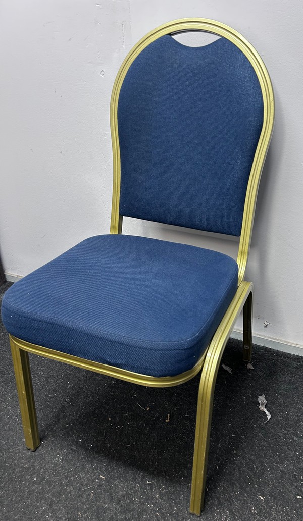 95x Blue Conference Chair With Gold Frame For Sale