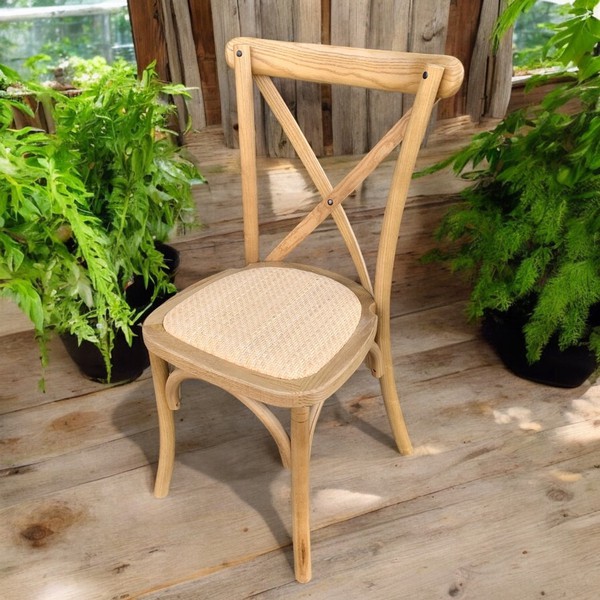 200x Brand New & Wrapped Cross Back Chairs - Elmwood - Rattan - FREE UK Mainland Delivery 1