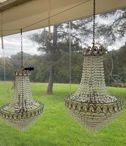 Secondhand Used 2x Large Modern Chandelier For Sale