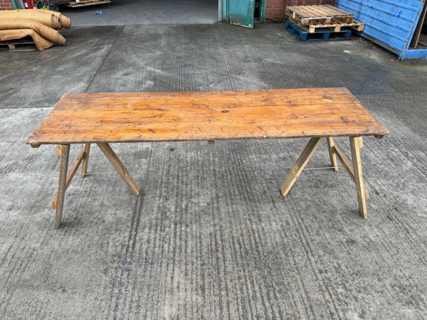 Secondhand 15x Vintage Wooden Plank Top Table For Sale