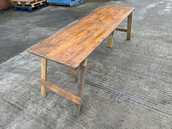Used Wooden Plank Top Table For Sale