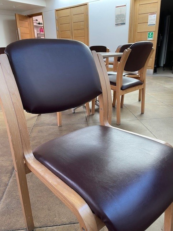 Padded wooden chairs