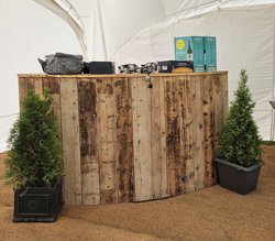 Rustic wooden bar counter