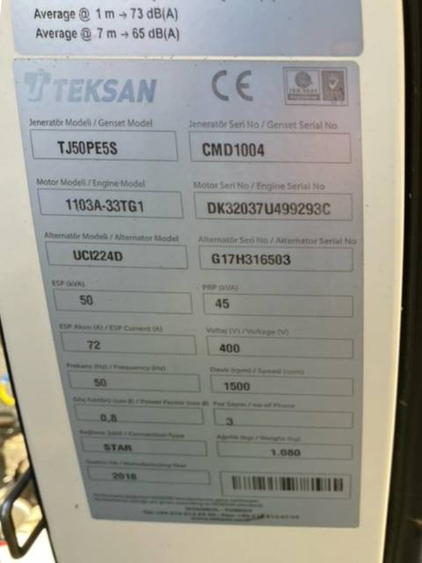 Used TJ50PE Teksan generator