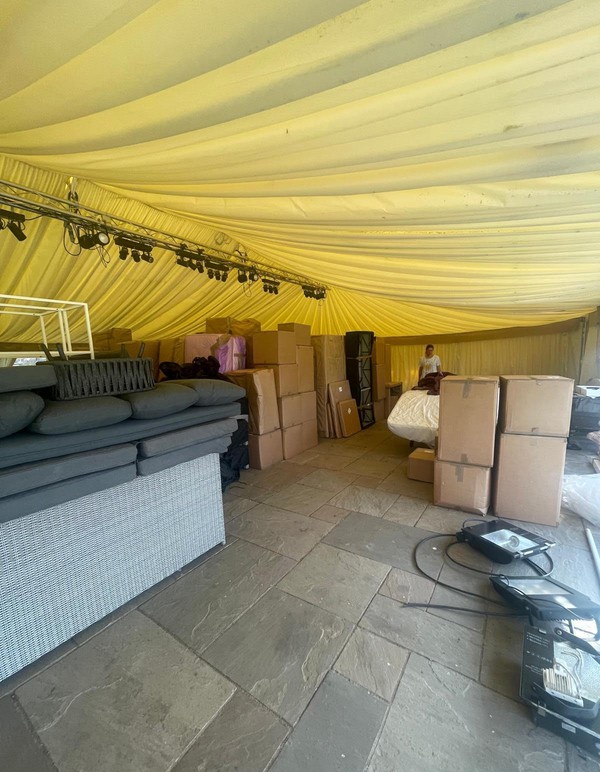 Used Custom Covers 12m x 18m Marquee With Lining For Sale