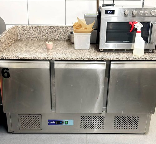 Marble topped three door bench fridge for sale Marble topped three door bench fridge for sale