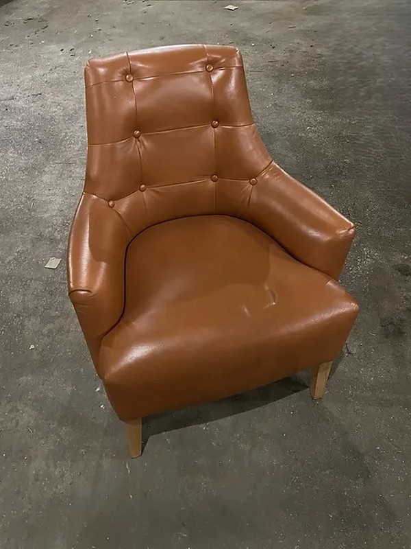 Orange Leather Armchair For Sale