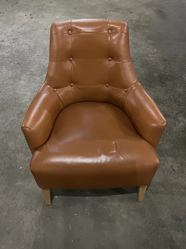 Secondhand Orange Leather Armchair For Sale