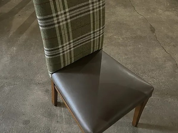 3x Tartan Pattern Dining Chairs