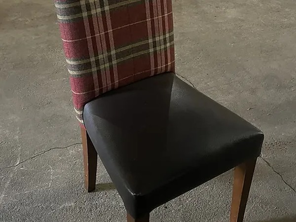 3x Tartan Pattern Dining Chairs For Sale