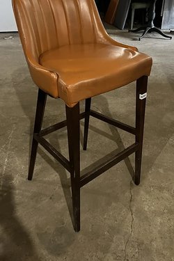 5x Orange Leather Bar Stool For Sale