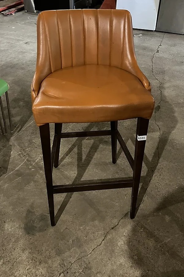 Secondhand 5x Orange Leather Bar Stool