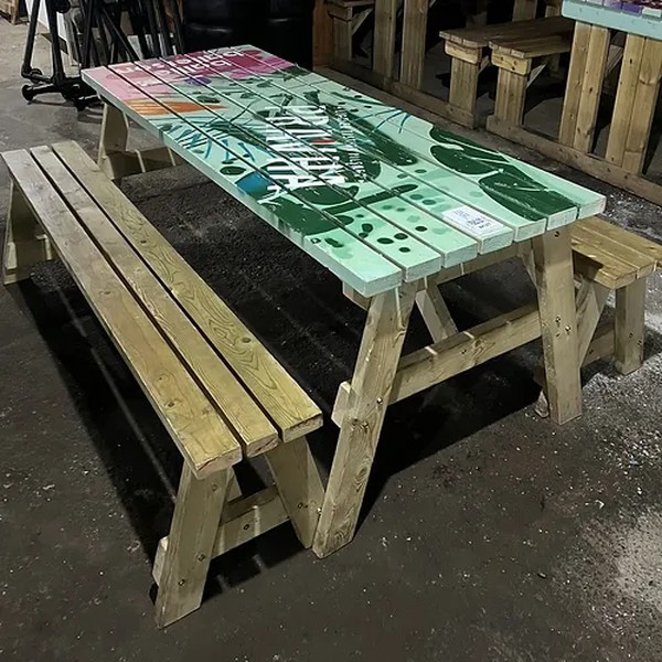 Secondhand 3x Picnic Table With Separate Benches 8 Seater