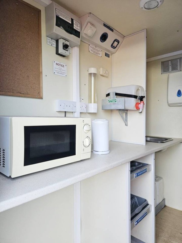 Welfare trailer with small kitchen