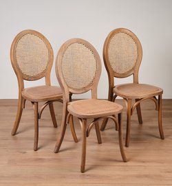 New 18x Greywashed Rattan Back Chairs For Sale