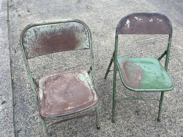 Vintage metal folding chairs