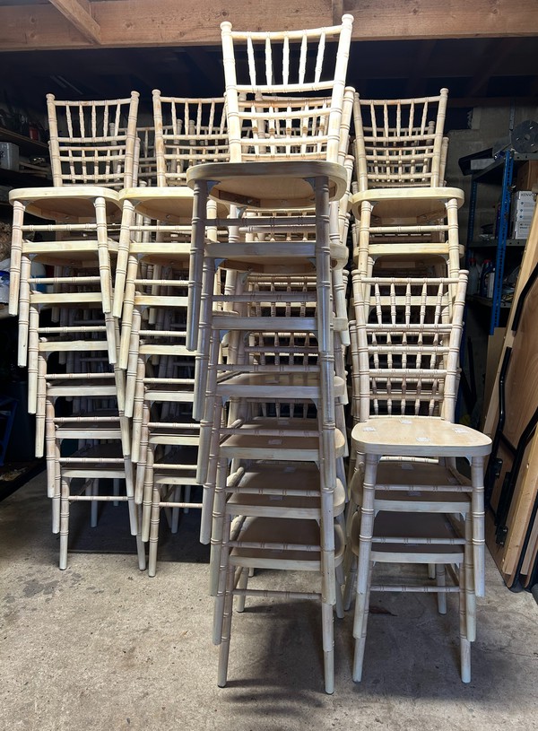 Chiavari Limewash, Ivory Pad Chairs For Sale