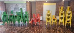 Secondhand Used 66x Tolix Metal Chairs Three Colours For Sale