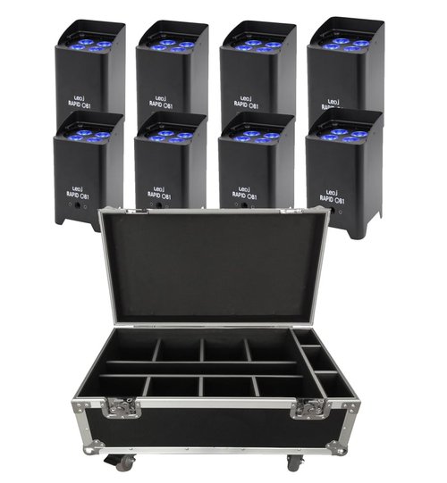 Secondhand Used 8x LEDJ Rapid QB1 IP Uplighters, Flight Case For Sale Secondhand Used 8x LEDJ Rapid QB1 IP Uplighters, Flight Case For Sale