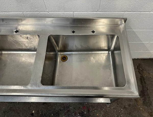 Used 180cm Steel Double Bowl Sink For Sale