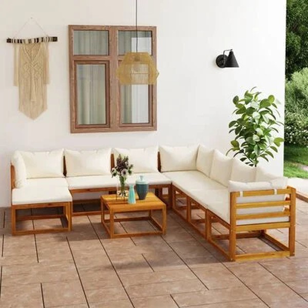 vidaXL 9 Piece Garden Lounge Set with Cushions Solid Wood Acacia