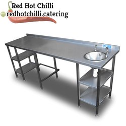 2.3m Stainless Steel Table with Handwash Sink  (Ref: 1856)