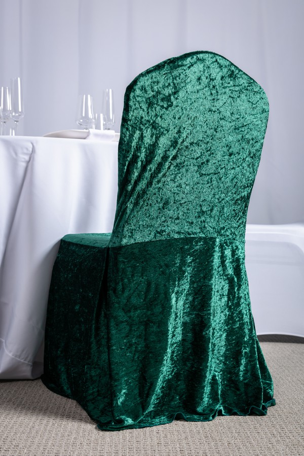 Bottle green crushed velvet chair cover for sale